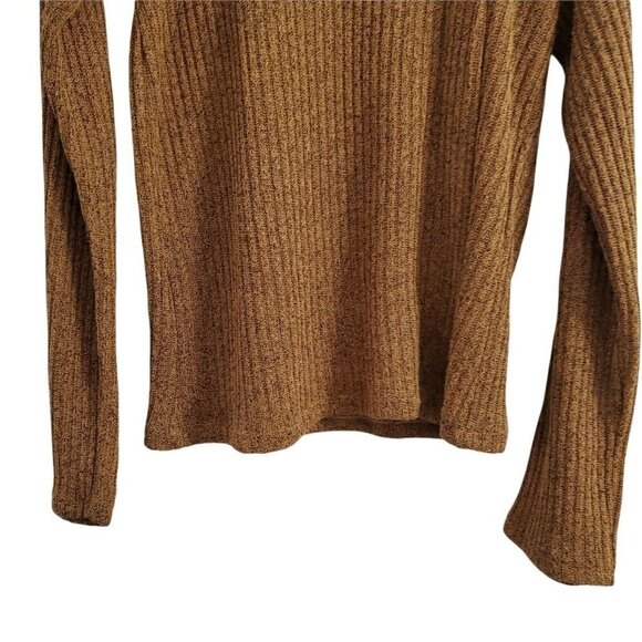 Zara Sweater Medium Womens Brown Ribbed Button Front Long Sleeve Knit Pullover - Picture 5 of 10